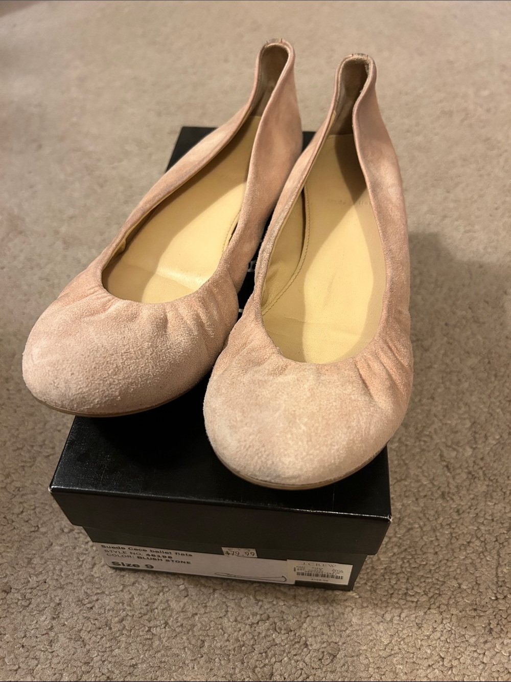 J.Crew Blush Suede Round-Toe Ballet Flats